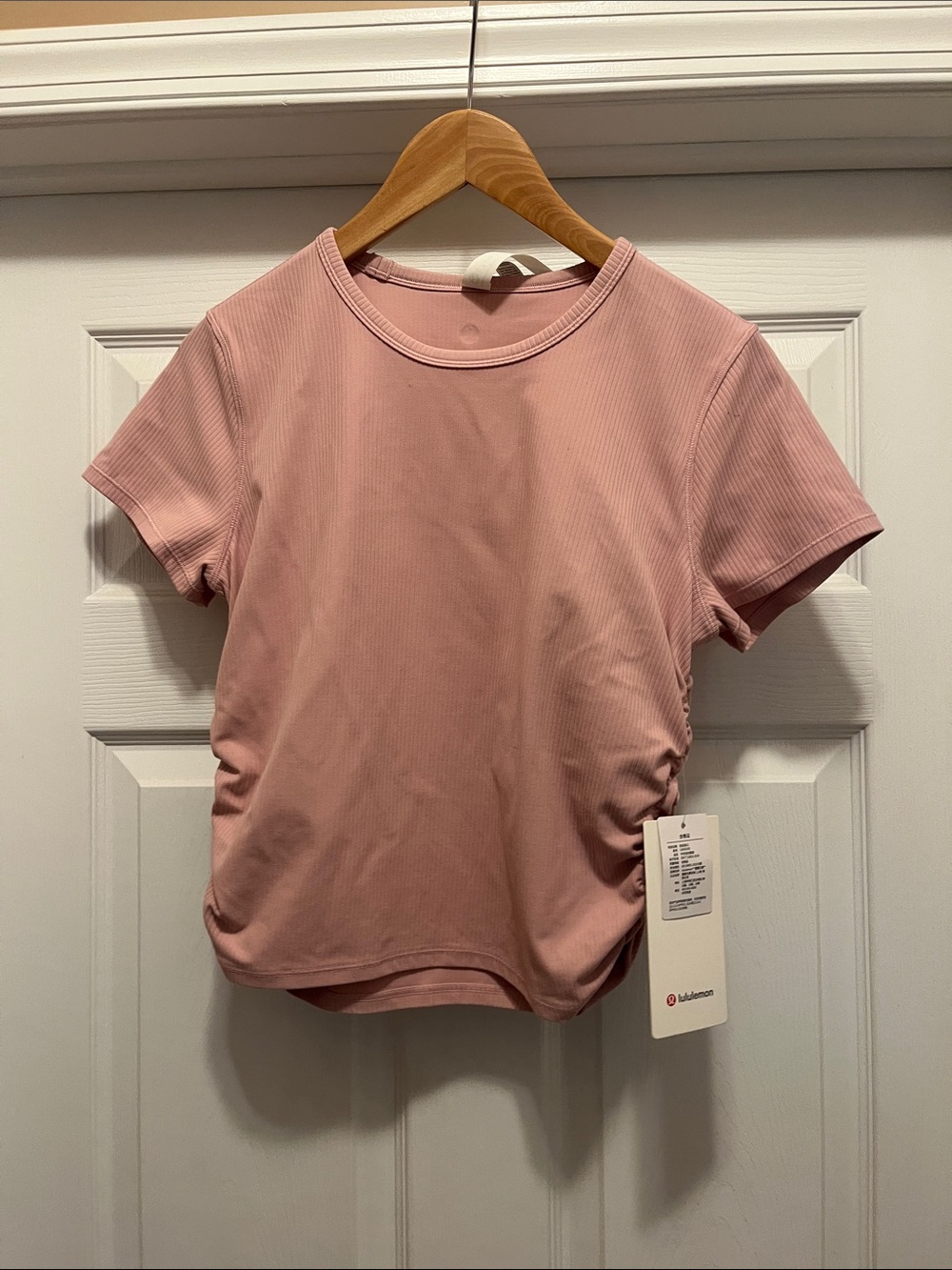 NWT lululemon athletica Dusty Pink Short Sleeve Ruched Tee
